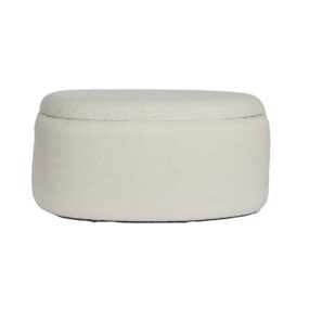 Sitzhocker mit Stauraum Stoff oval 81 cm abnehmbarer Deckel Polsterhocker