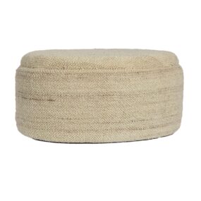 Sitzhocker mit Stauraum Wolle oval 81 cm abnehmbarer Deckel Polsterhocker