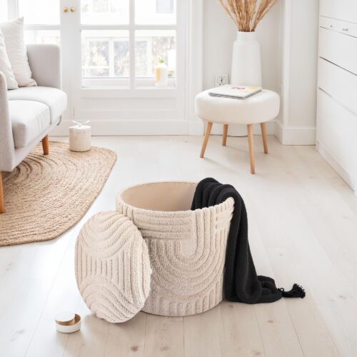Dekohocker mit Stauraum aus Baumwolle rund Ø40×45 cm – Bild 5