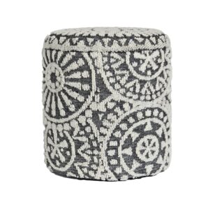 Sitzhocker rund Ø 40 × 45 cm Grau-Creme aus Wolle