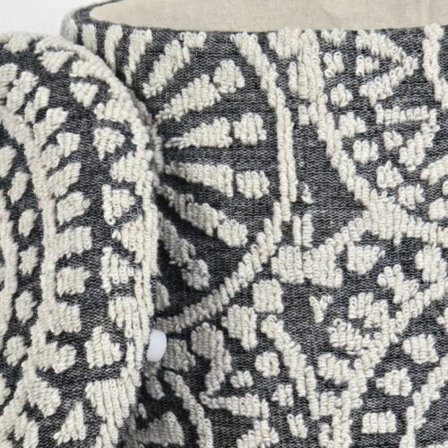 Sitzhocker rund Ø 40 × 45 cm Grau-Creme aus Wolle – Bild 6