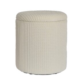 Sitzhocker mit Stauraum rund Ø40x45 cm Beige Baumwolle Hocker mit