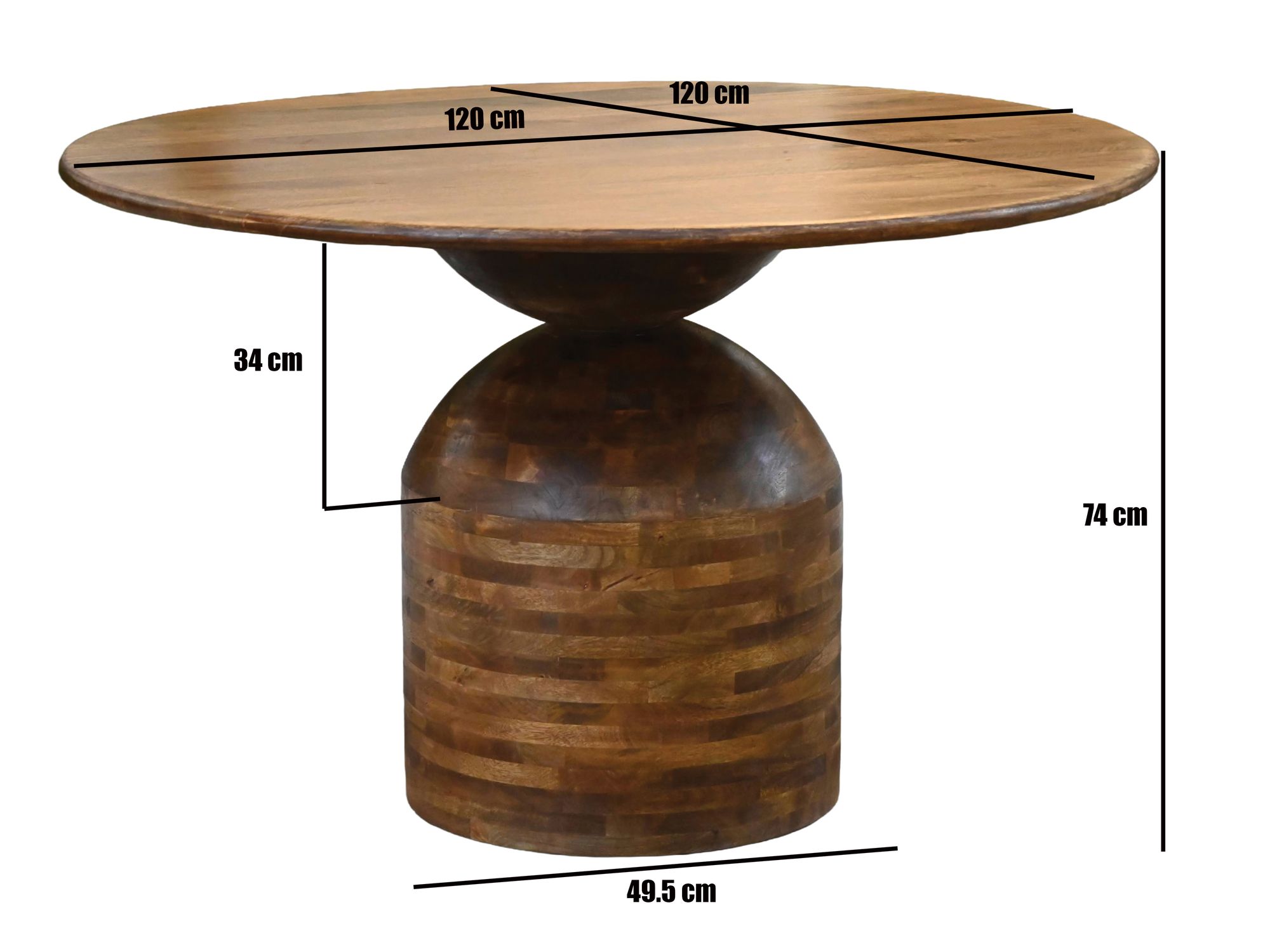 Esszimmertisch 120cm Rund Mango Massivholz Großer Esstisch – Bild 4