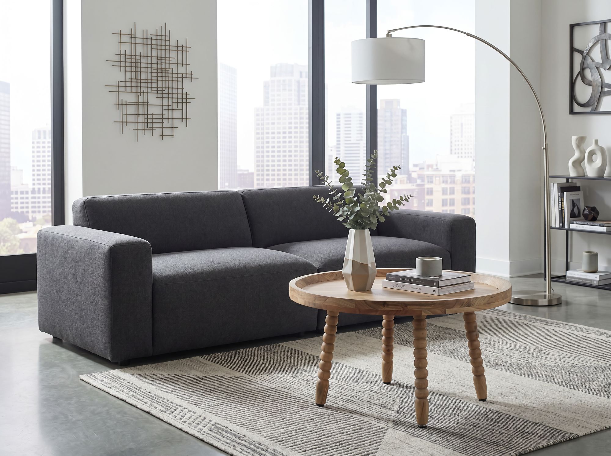 Couchtisch Akazie Massivholz 60cm Rund Design Wohnzimmertisch – Bild 3