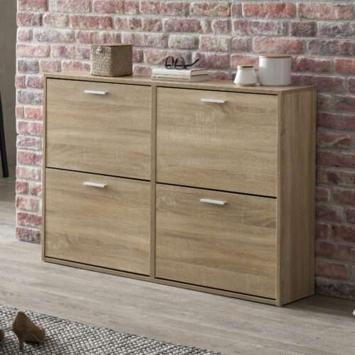 Schuhschrank Modern 120 x 81 x 24 cm Holz Schuhregal – Bild 2