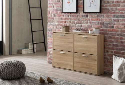 Schuhschrank Modern 120 x 81 x 24 cm Holz Schuhregal – Bild 3