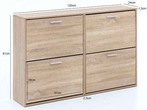 Schuhschrank Modern 120 x 81 x 24 cm Holz Schuhregal – Bild 4