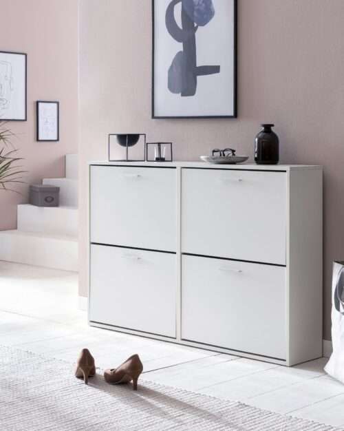 Schuhschrank Modern 120 x 81 x 24 cm Holz Schuhregal – Bild 3