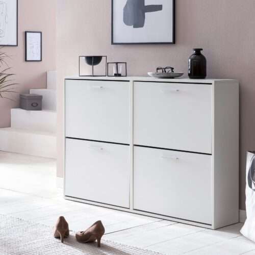 Schuhschrank Modern 120 x 81 x 24 cm Holz Schuhregal – Bild 2