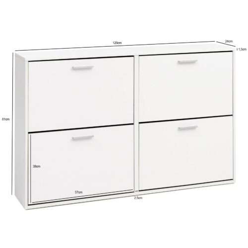 Schuhschrank Modern 120 x 81 x 24 cm Holz Schuhregal – Bild 4