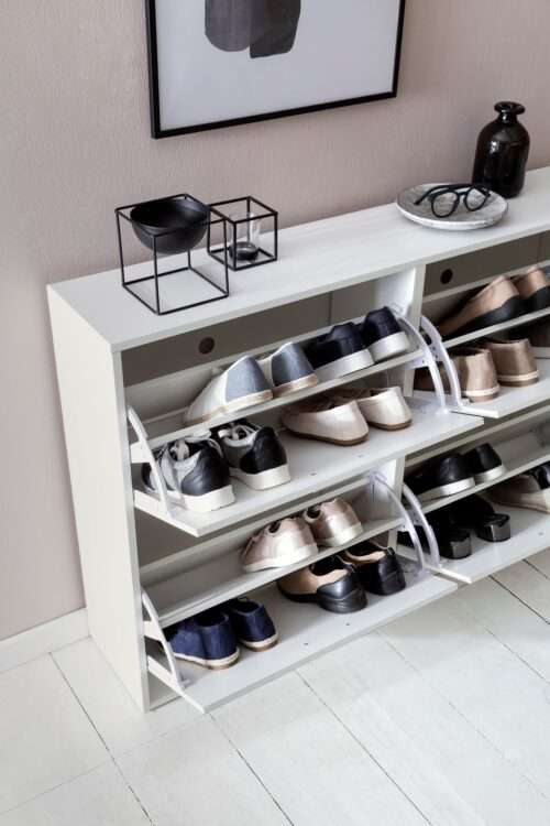 Schuhschrank Modern 120 x 81 x 24 cm Holz Schuhregal – Bild 5
