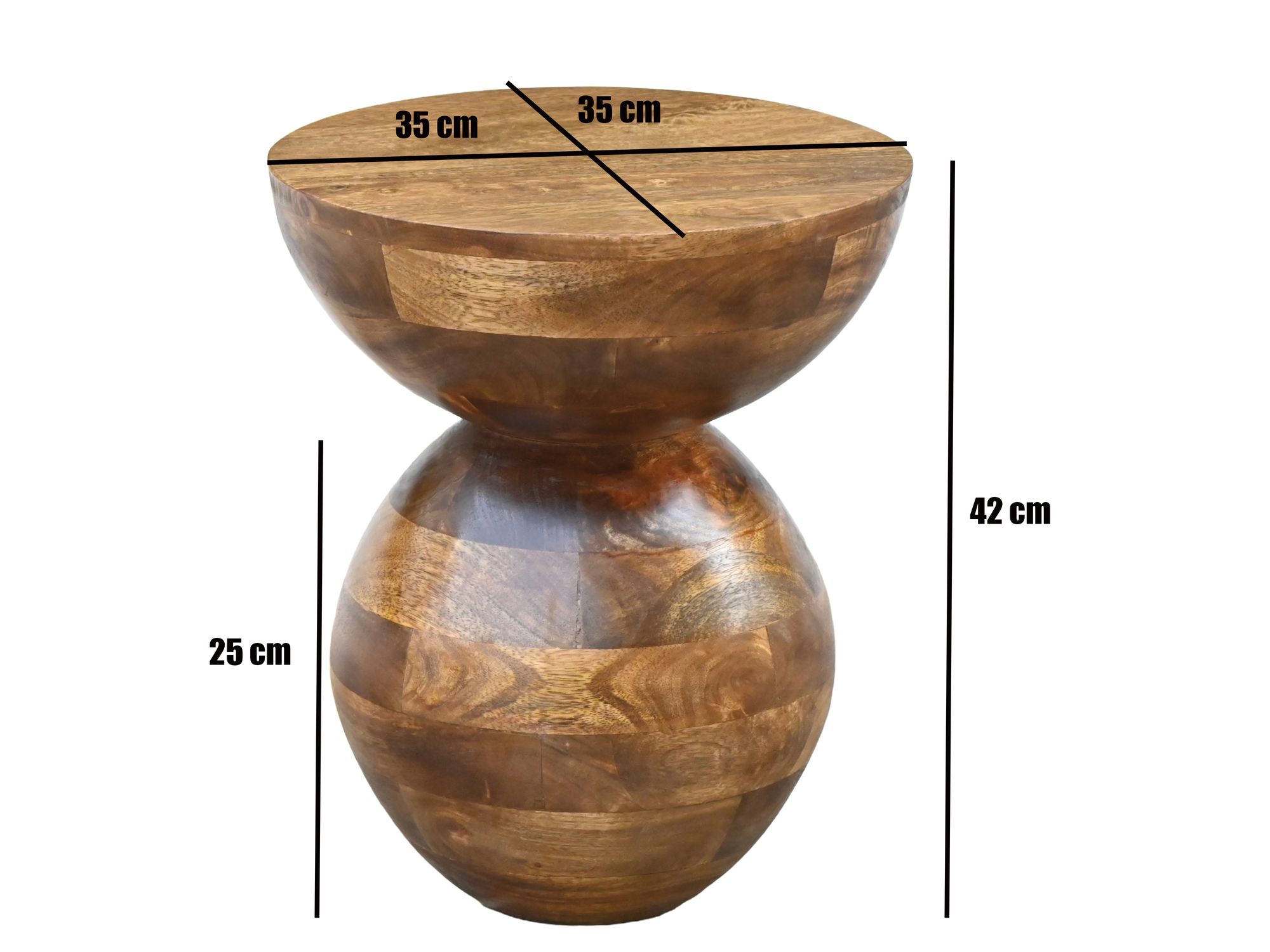Beistelltisch Mango Massivholz 35cm Natur Rund Anstelltisch – Bild 4