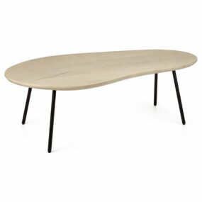 Couchtisch Nierenform Mango Massivholz white wash 122 cm - Wohnzimmertisch