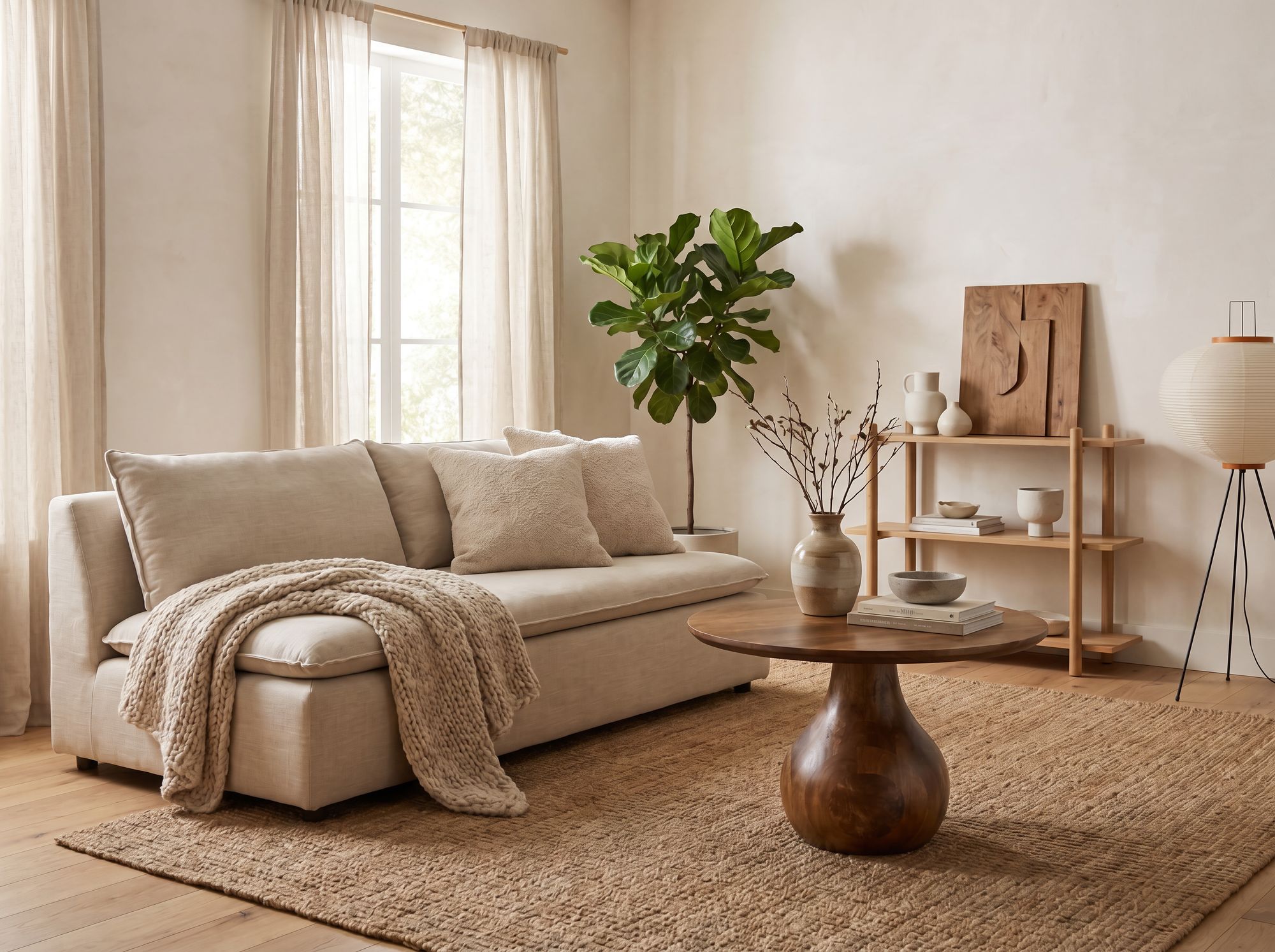 Couchtisch Mango Massivholz 60cm Natur Rund Design Wohnzimmertisch – Bild 3