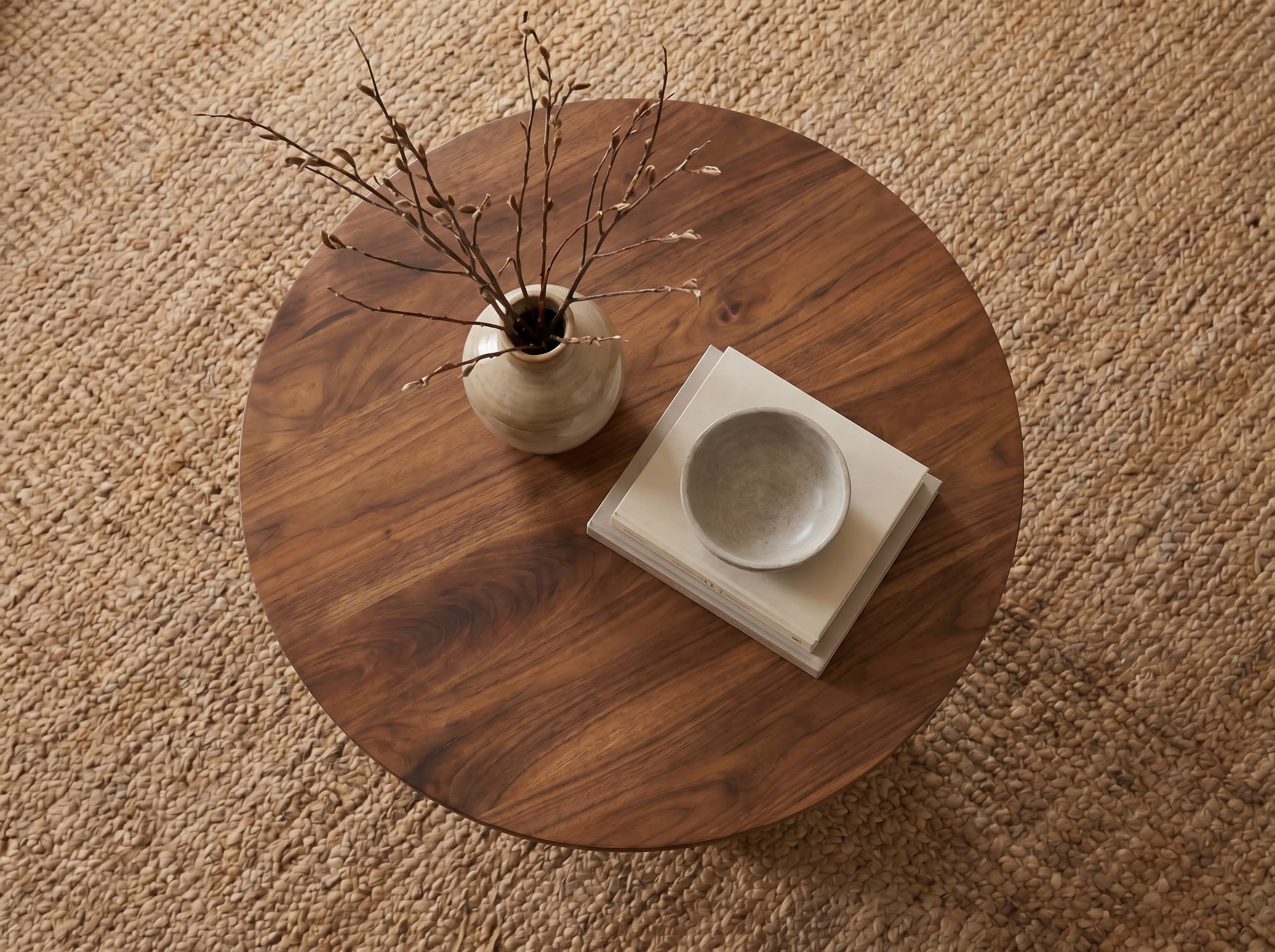 Couchtisch Mango Massivholz 60cm Natur Rund Design Wohnzimmertisch – Bild 6