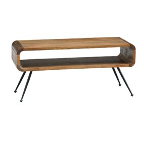 Couchtisch Mango Massivholz Metall 105cm - Design Wohnzimmertisch mit Ablagefach