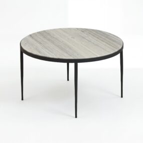 Couchtisch Metall mit weißer Toronto Marmor Tischplatte 70cm rund -