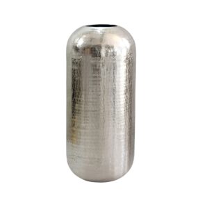 Dekovase Aluminium 45cm Silber - Standvase groß - Bodenvase rund