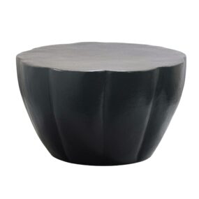 Couchtisch Aluminium 60cm Blütenform Schwarz - Runder Wohnzimmertisch - Design