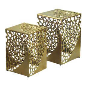 2er Set Beistelltisch Aluminium Gold - Design Couchtisch Set -