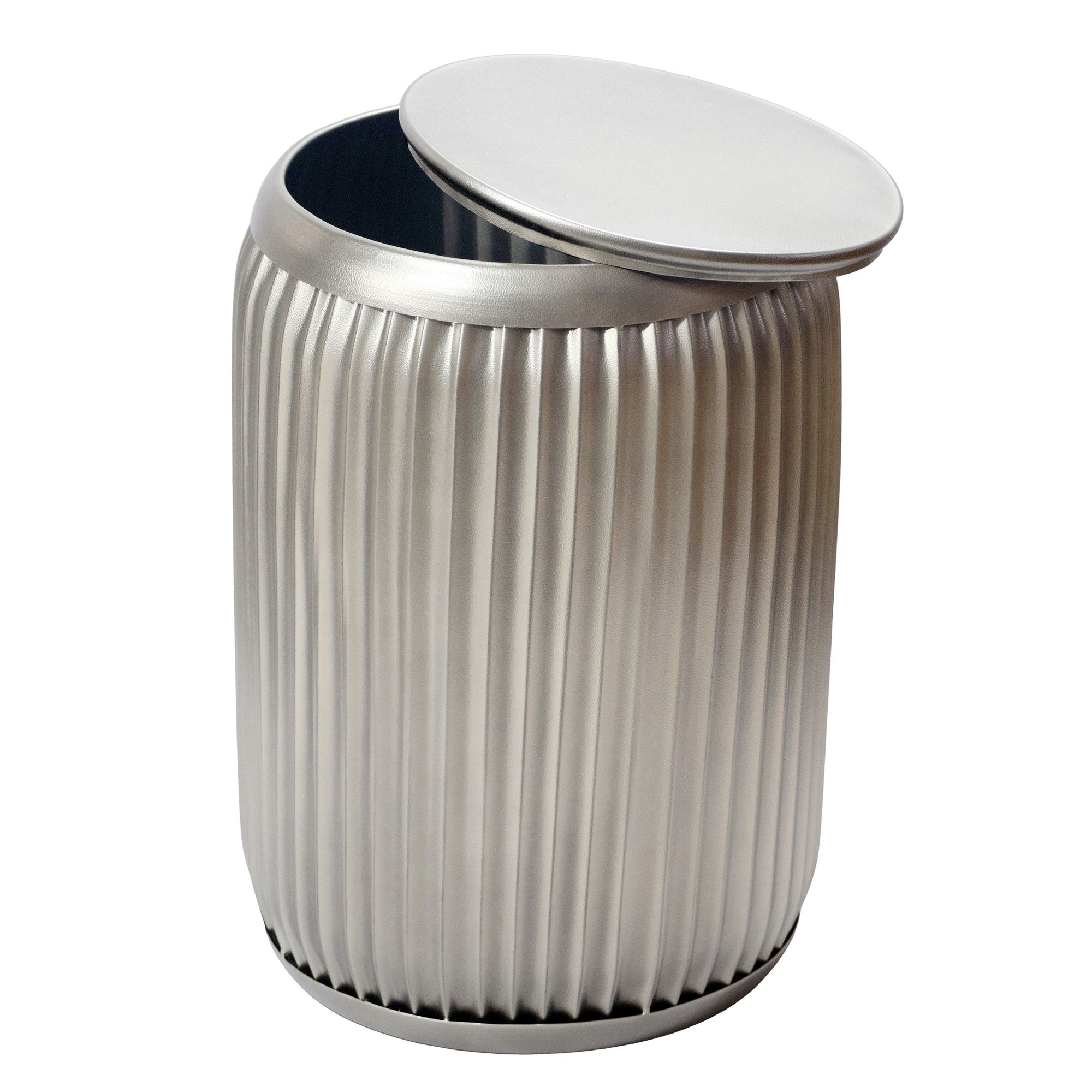 Beistelltisch Metall Rund 35cm Silber mit abnehmbarer Tischplatte - Design