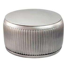 Couchtisch Metall Rund 60cm Silber mit abnehmbarer Tischplatte - Design