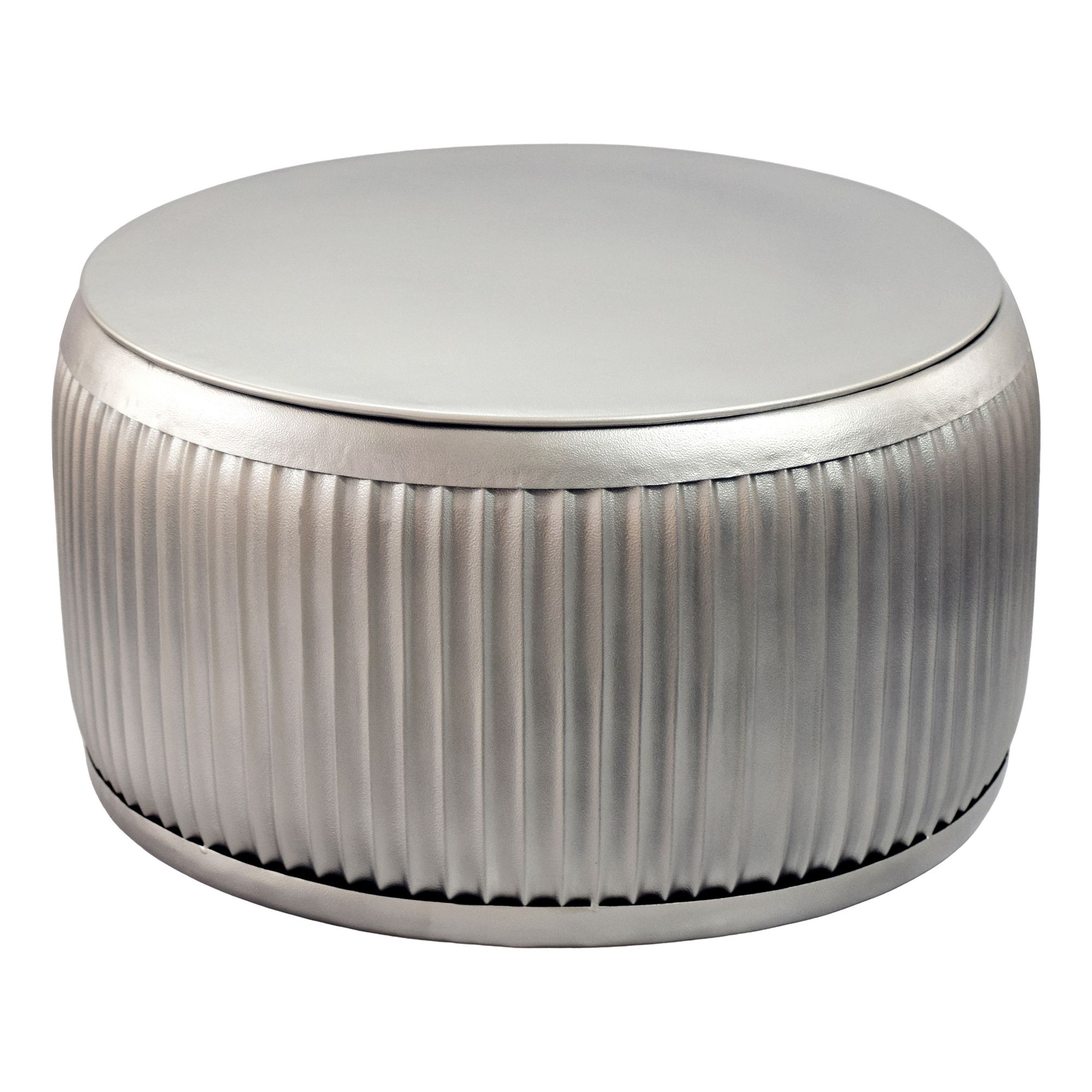 Couchtisch Metall Rund 60cm Silber mit abnehmbarer Tischplatte - Design