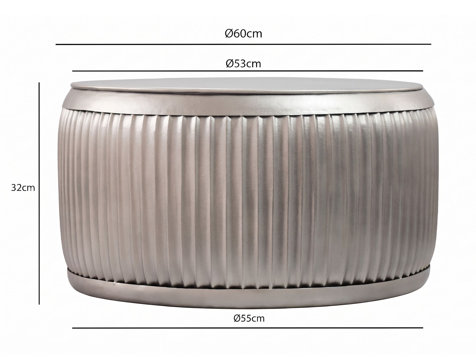 Couchtisch Metall Rund 60cm Silber mit abnehmbarer Tischplatte – Bild 4