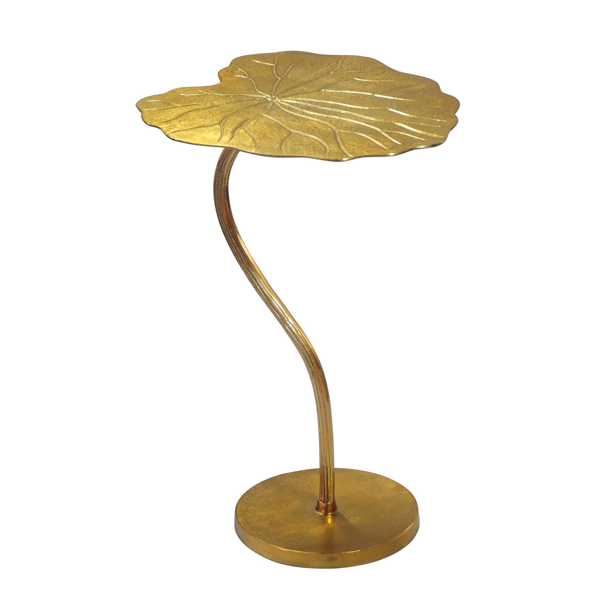 Beistelltisch Aluminium Gold 40x38cm - Design Blatt Anstelltisch Wohnzimmertisch -
