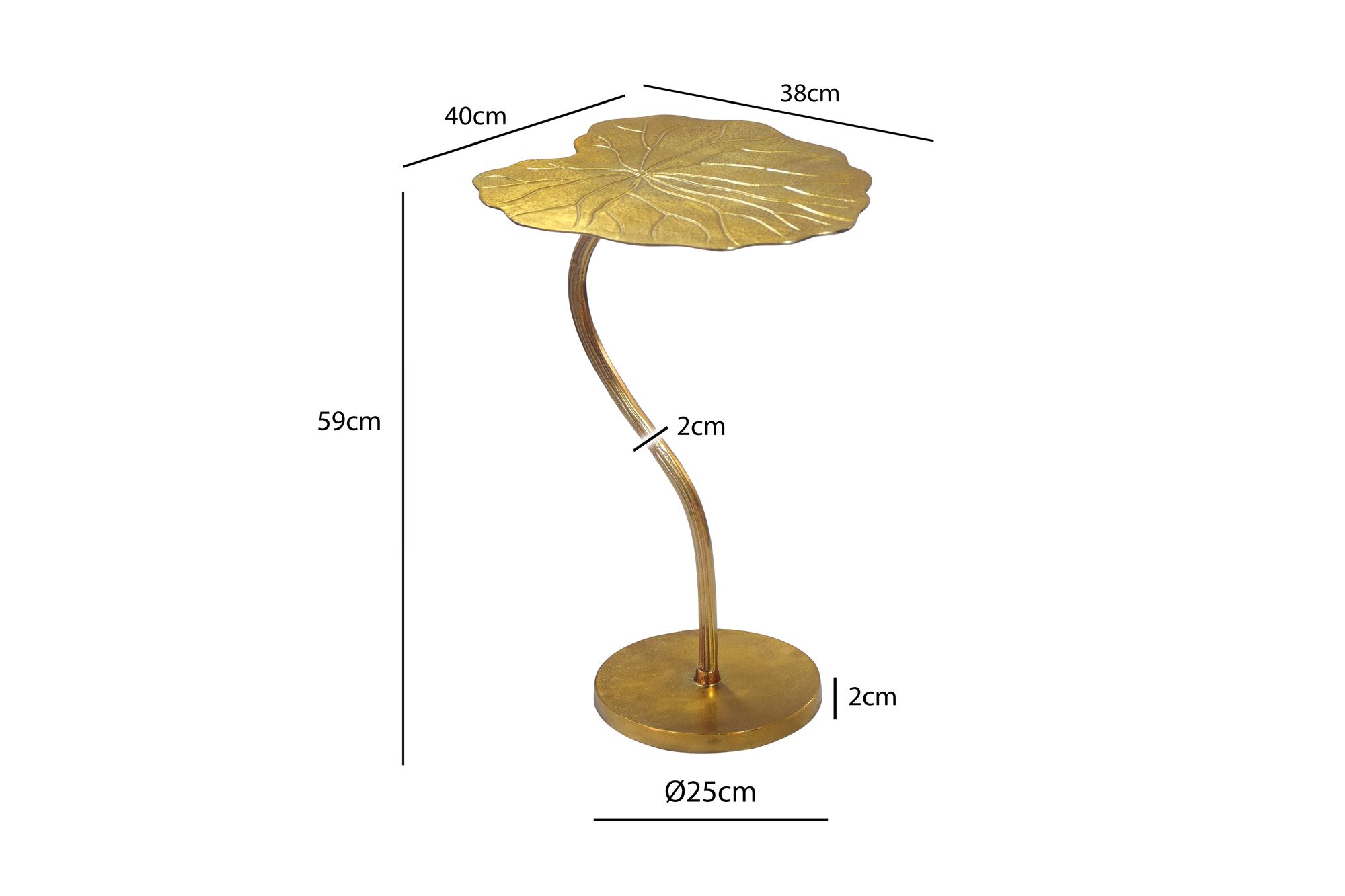 Beistelltisch Aluminium Gold 40x38cm Design Blatt Anstelltisch Wohnzimmertisch – Bild 4