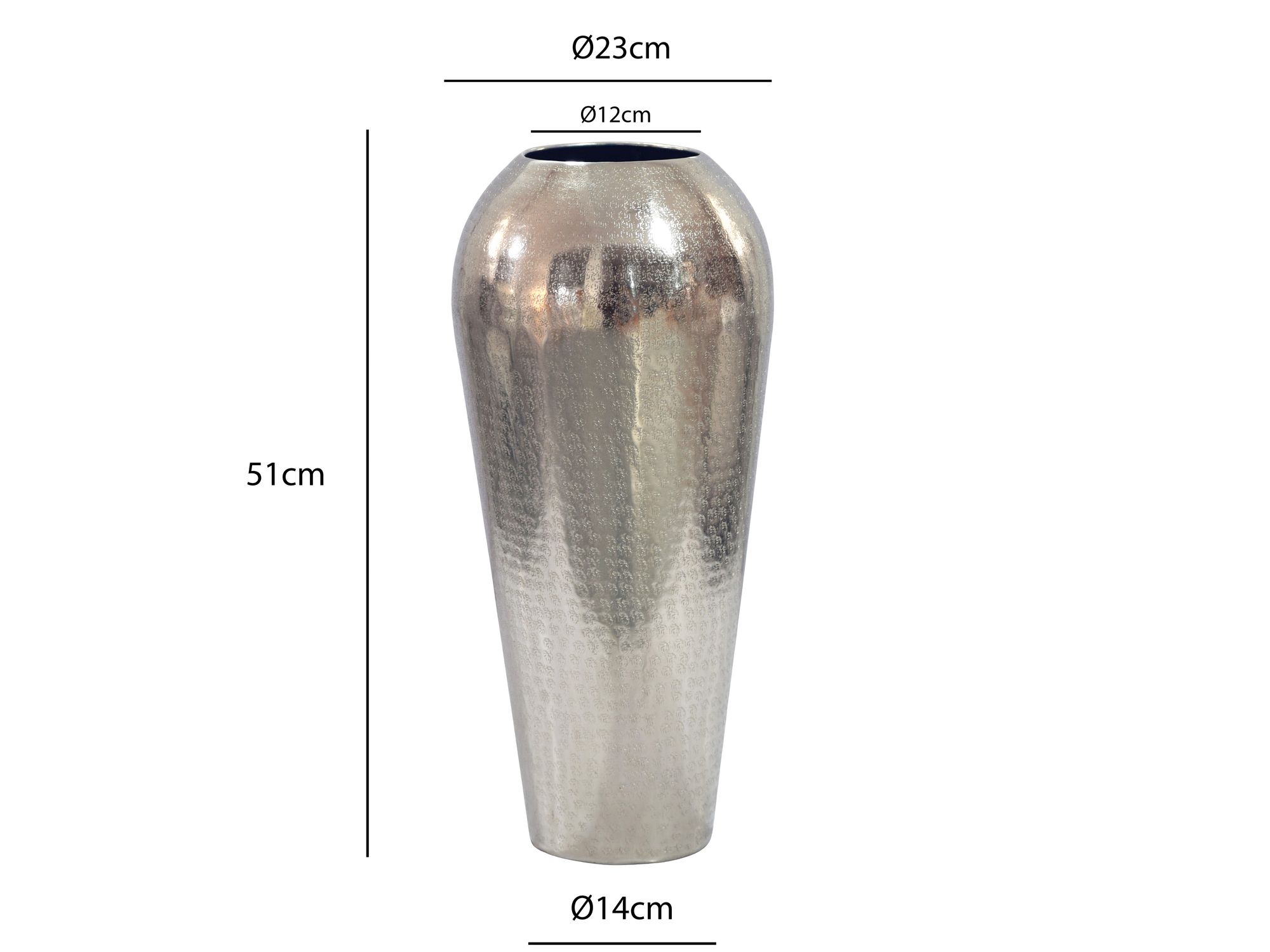 Dekovase Aluminium 50cm Silber Standvase groß Bodenvase rund – Bild 4