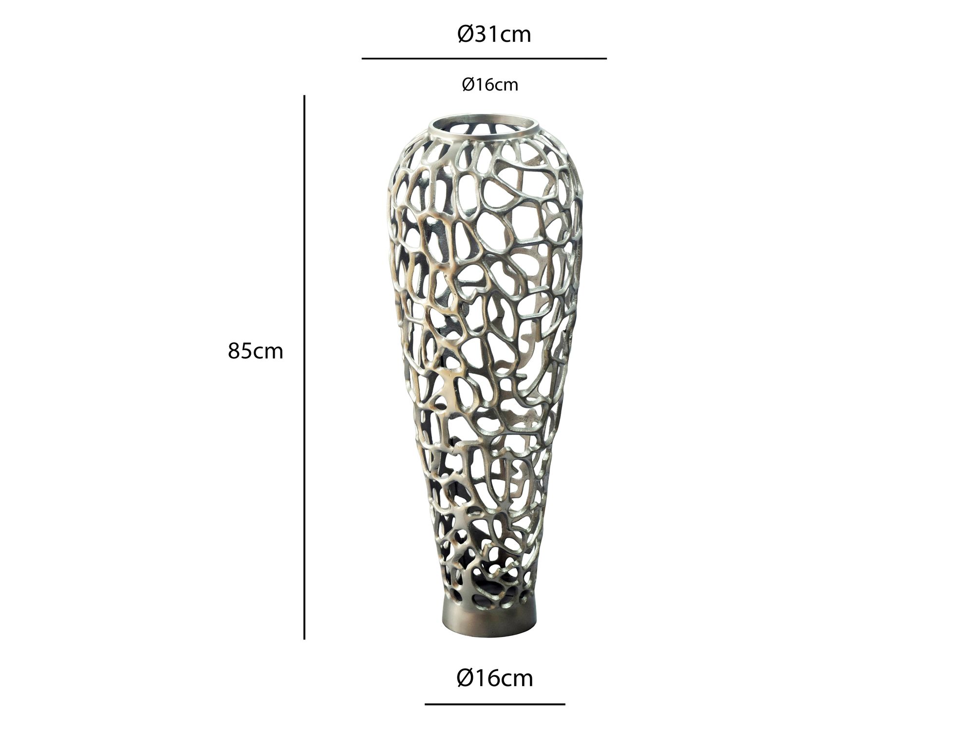 Bodenvase Aluminium 85cm Silber Design Blumenvase Groß Metallvase – Bild 4