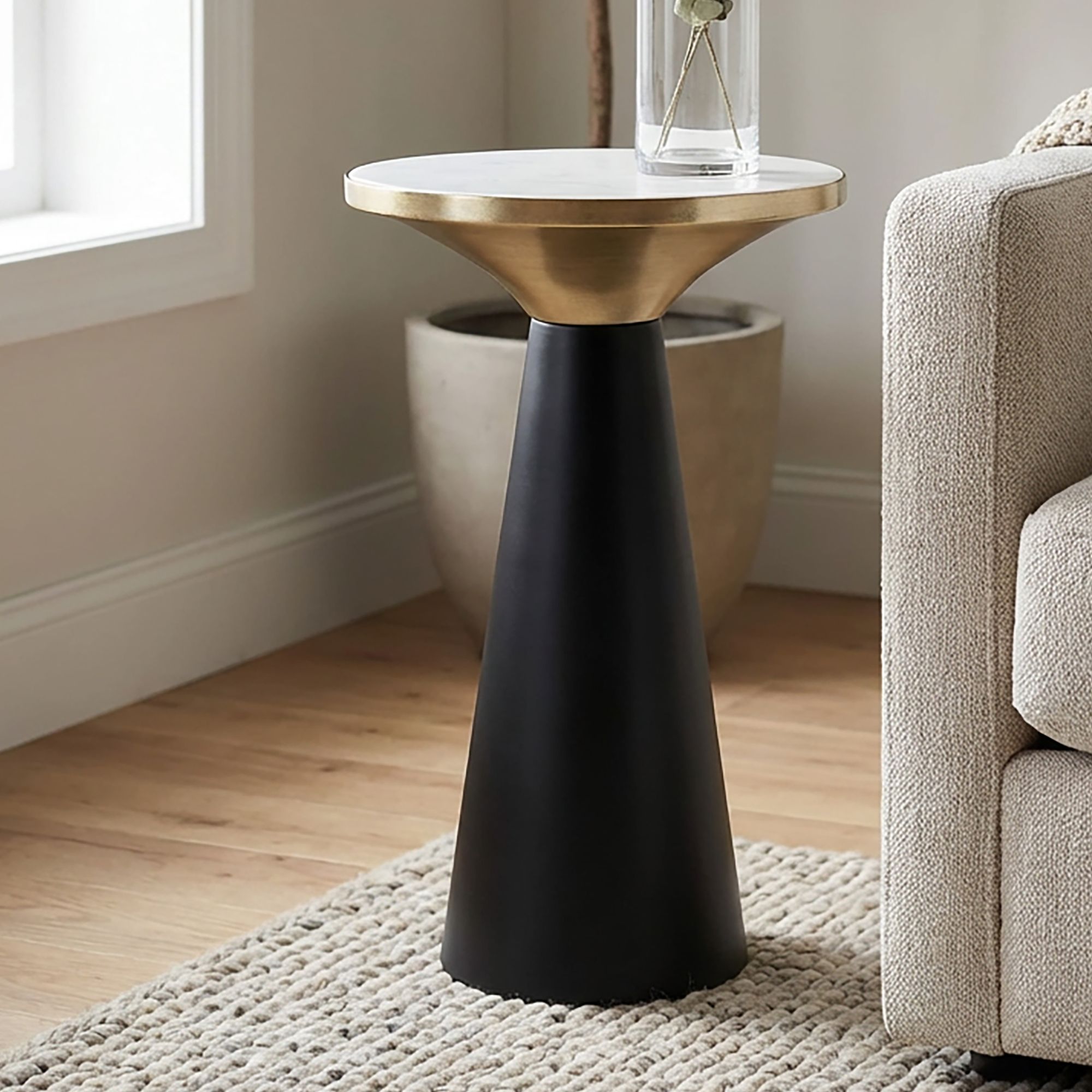 Beistelltisch Aluminium & Marmor Tischplatte 28cm rund – Bild 2