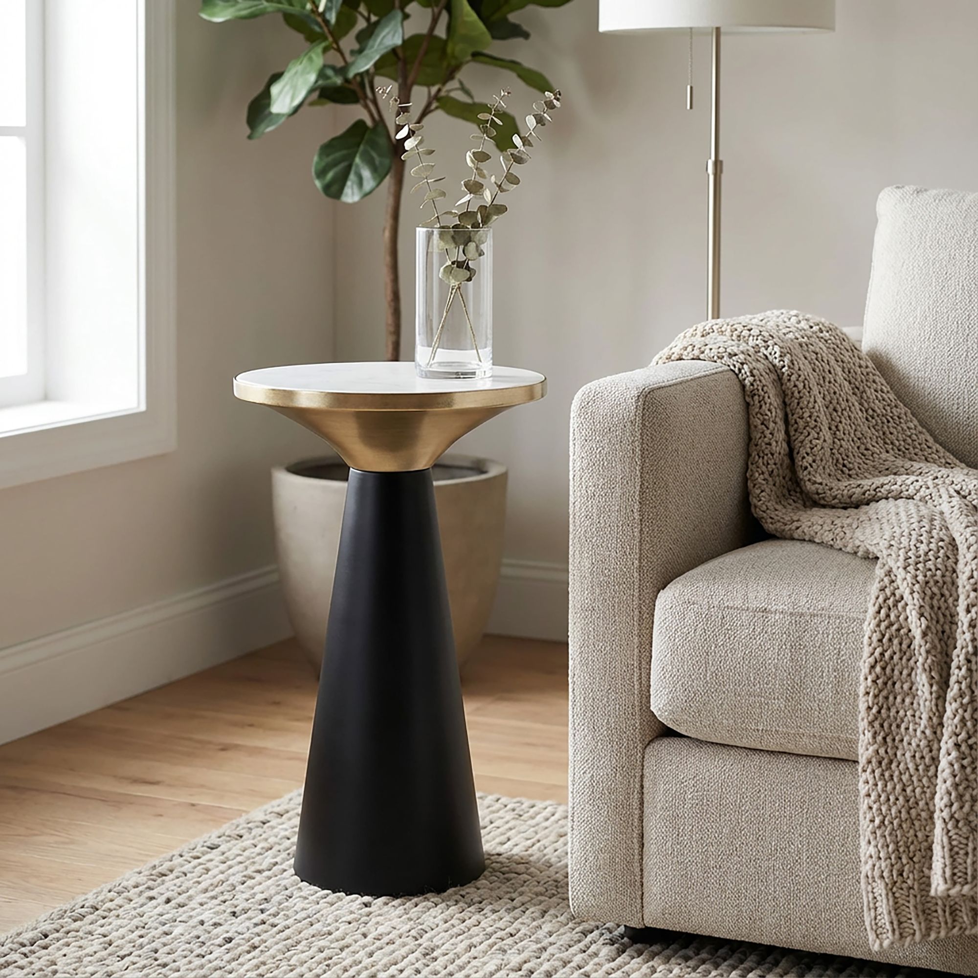 Beistelltisch Aluminium & Marmor Tischplatte 28cm rund – Bild 3