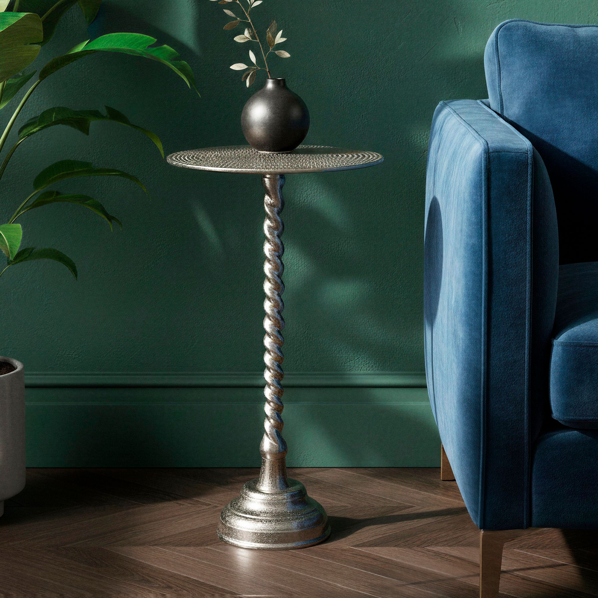 Beistelltisch Aluminium 28cm - Kleiner runder Anstelltisch aus Metall silber – Bild 2