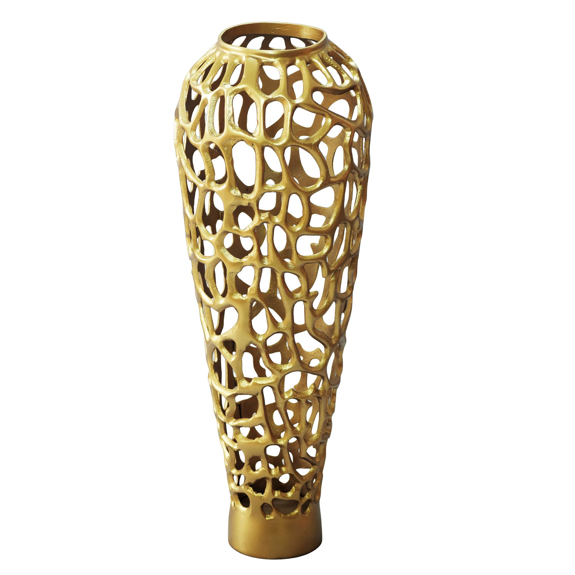 Bodenvase Aluminium 85cm Gold - Design Blumenvase Groß - Metallvase
