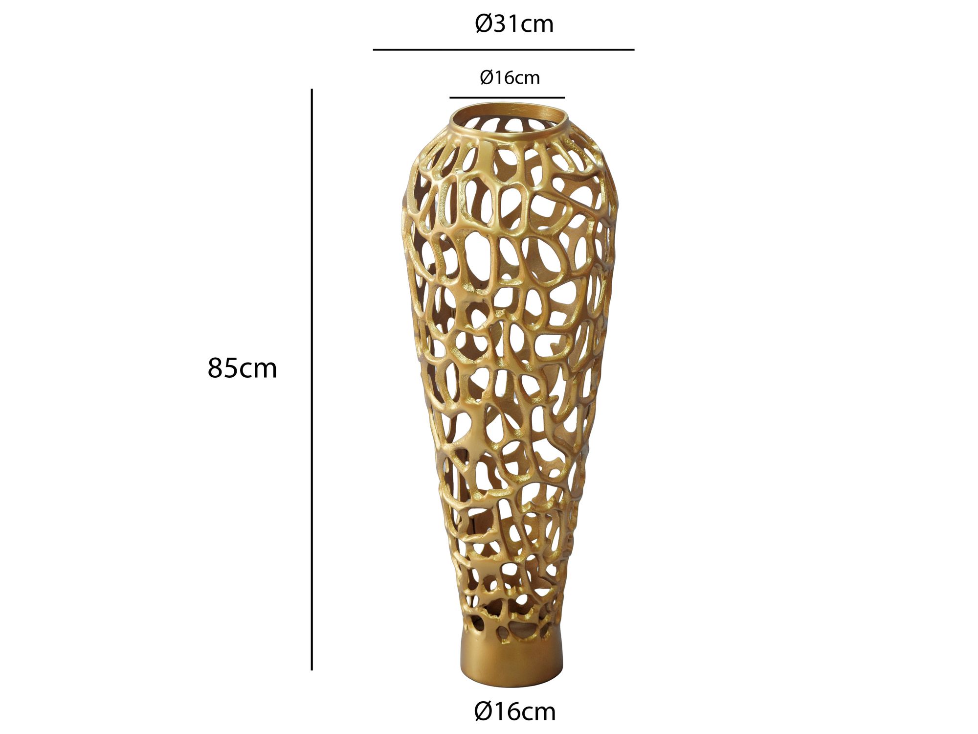 Bodenvase Aluminium 85cm Gold Design Blumenvase Groß Metallvase – Bild 4