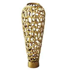 Bodenvase Aluminium 60cm Gold - Design Blumenvase Groß - Metallvase
