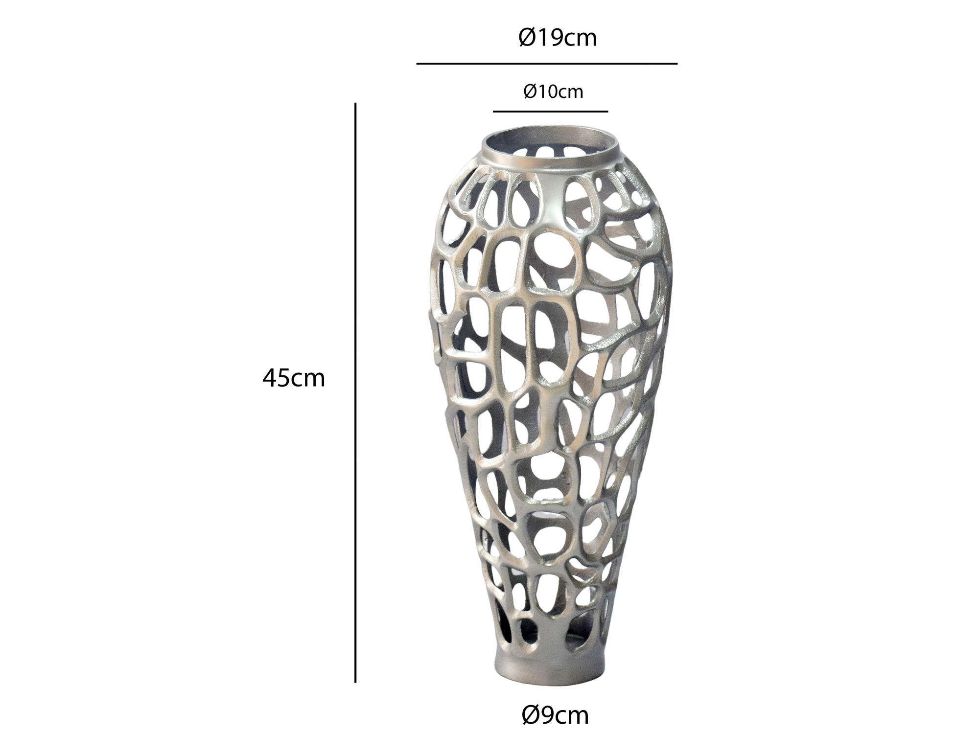 Dekovase Aluminium 45cm Silber Design Blumenvase Groß Metallvase – Bild 4