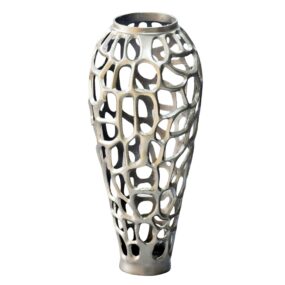 Dekovase Aluminium 45cm Silber - Design Blumenvase Groß - Metallvase