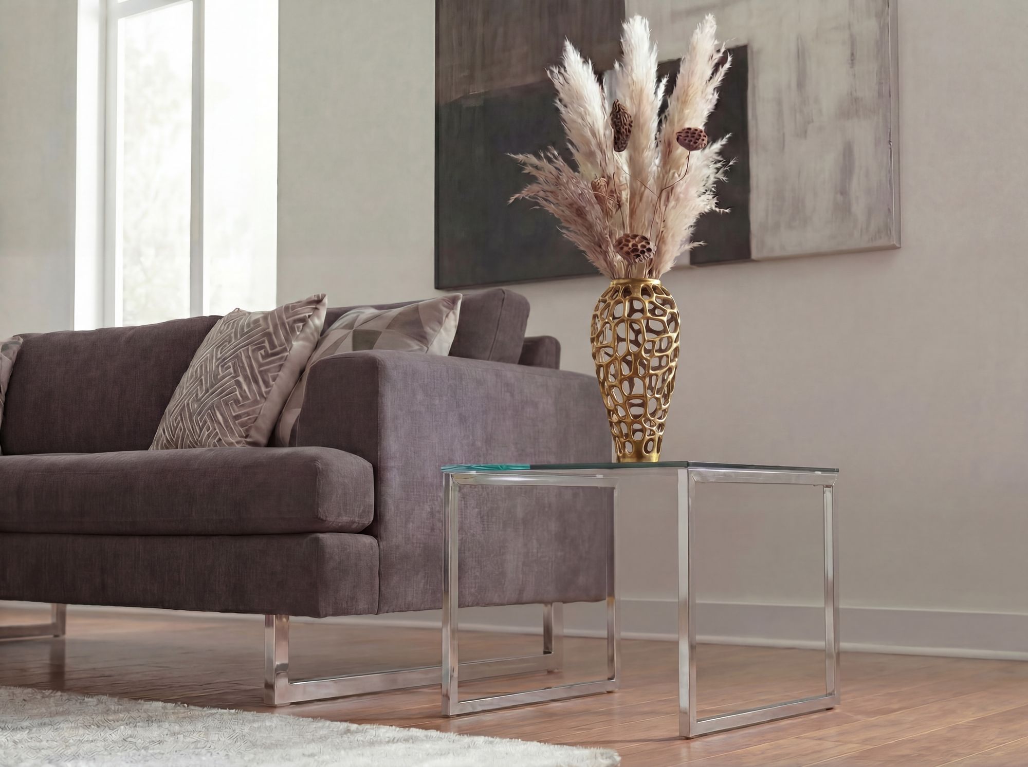 Dekovase Aluminium 45cm Gold Design Blumenvase Metallvase – Bild 3
