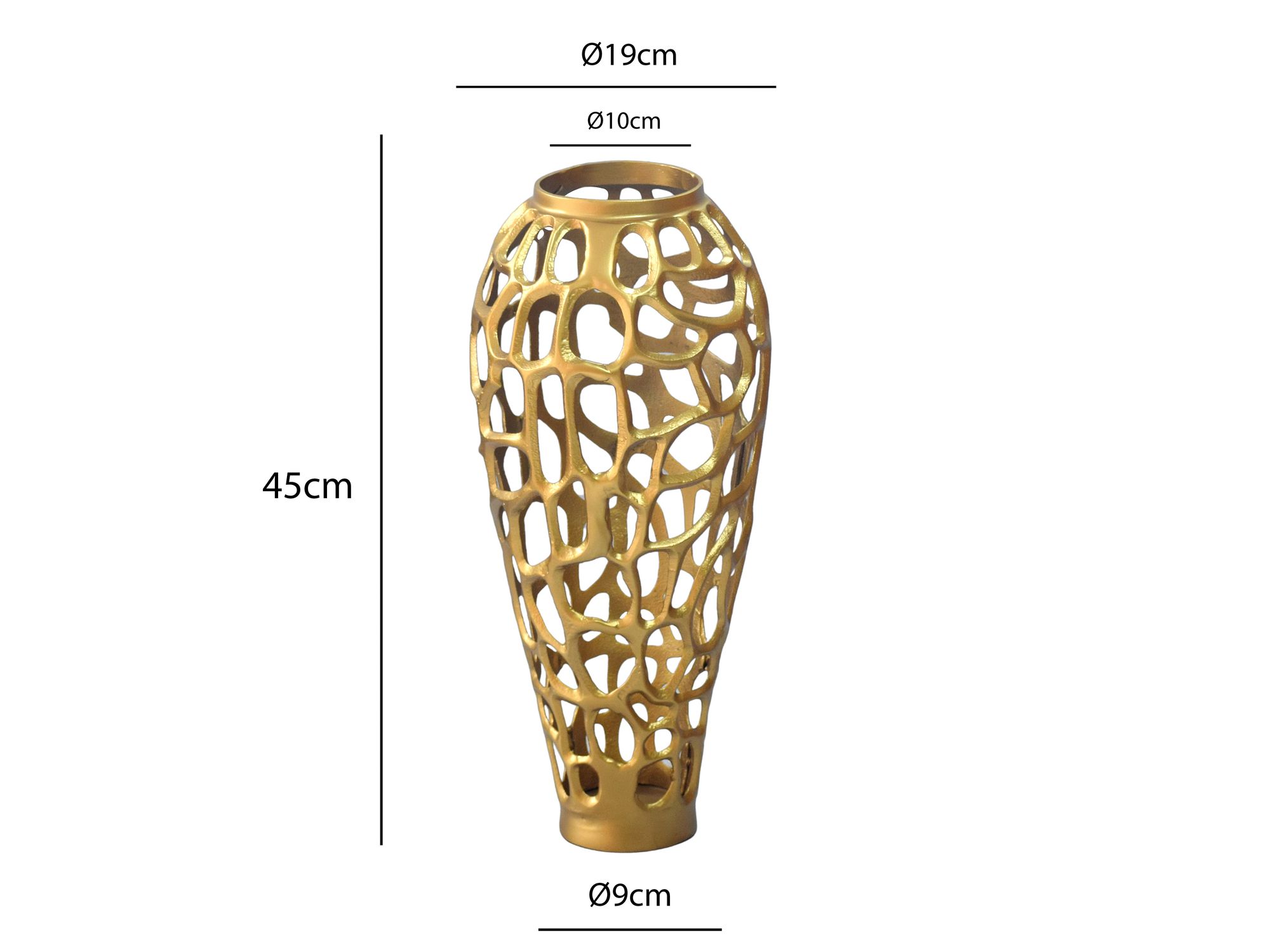 Dekovase Aluminium 45cm Gold Design Blumenvase Metallvase – Bild 4