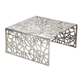 Couchtisch Aluminium Silber 60cm Quadratischer Sofatisch Metall - Wohnzimmertisch Alu