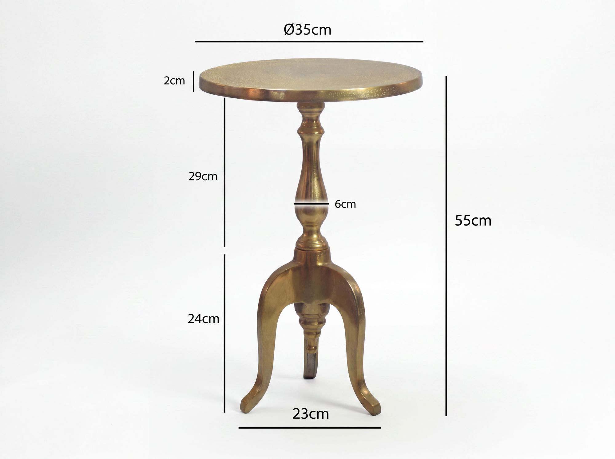 Beistelltisch Aluminium Gold 35cm Metall Rund Design Anstelltisch – Bild 4