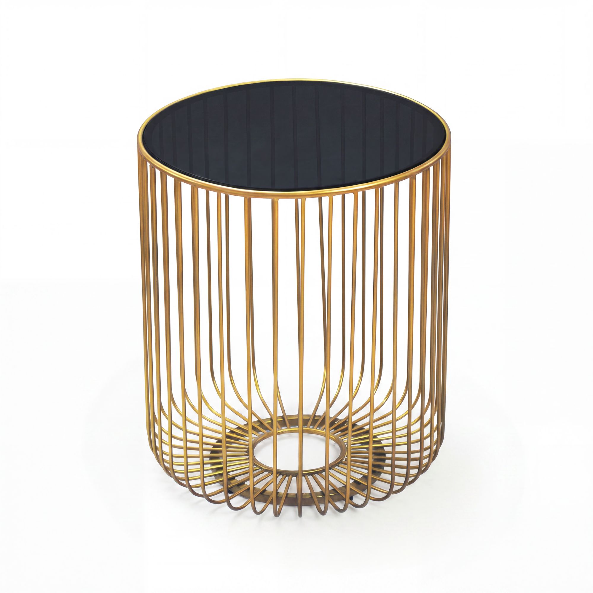 Beistelltisch Glas Metall 40cm Gold Rund - Moderner Anstelltisch -