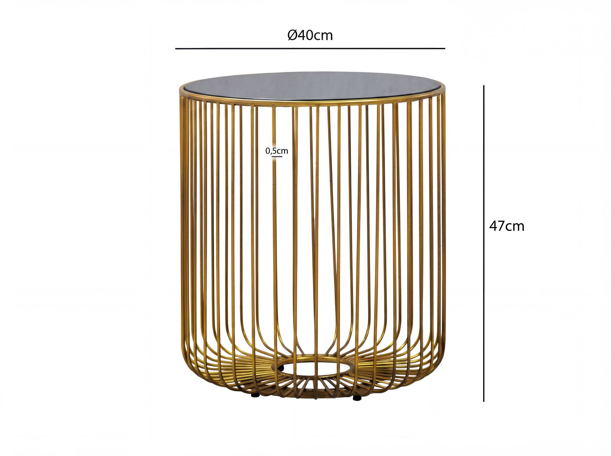 Beistelltisch Glas Metall 40cm Gold Rund Moderner Anstelltisch – Bild 4