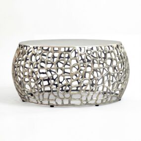 Couchtisch Metall Silber 60cm Sofatisch Aluminium Rund - Design Wohnzimmertisch