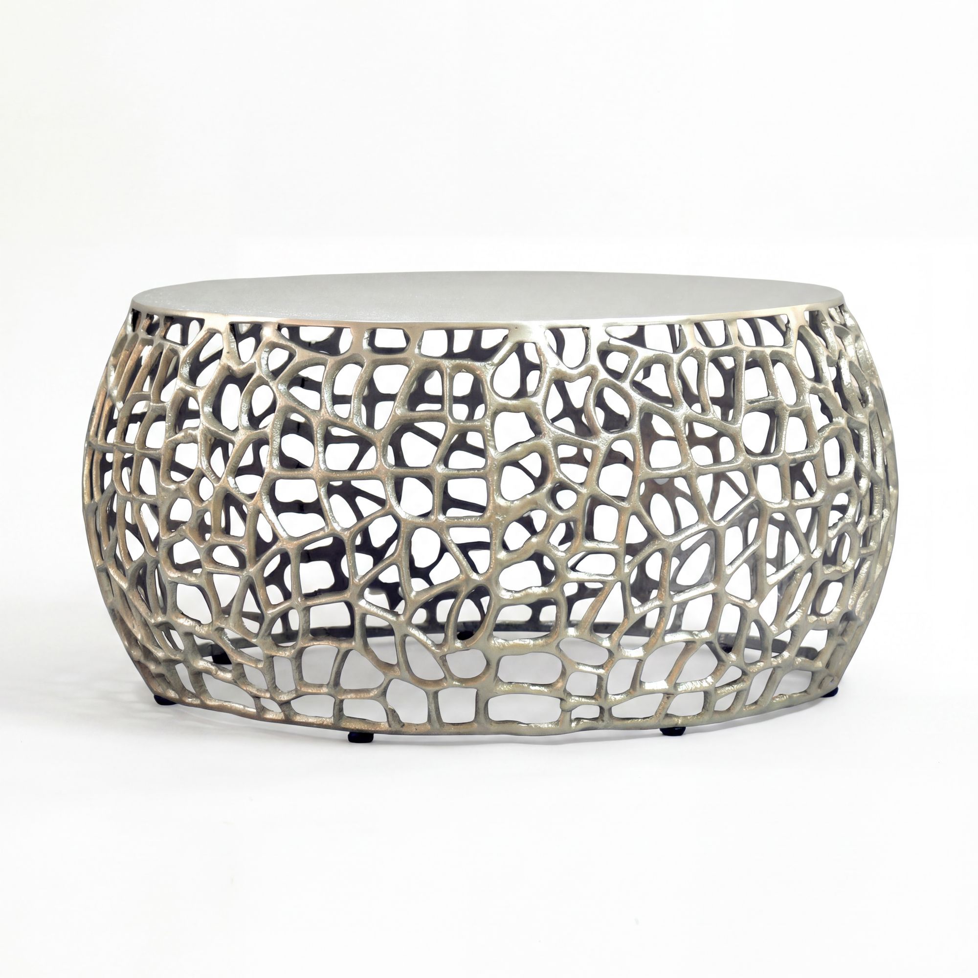 Couchtisch Metall Silber 60cm Sofatisch Aluminium Rund - Design Wohnzimmertisch