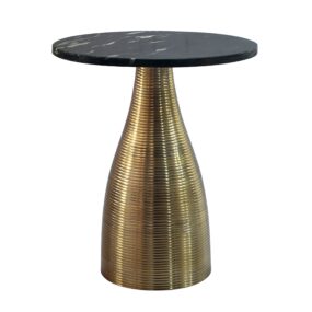 Beistelltisch Rund 40cm Gold mit Massiver Marmorplatte Schwarz - Wohnzimmertisch
