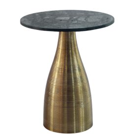 Beistelltisch Rund 40cm Gold mit Massiver Marmorplatte Grün - Wohnzimmertisch
